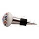 Red Blue Clover Ceramic Wine Stopper (Pack Of One Piece)
